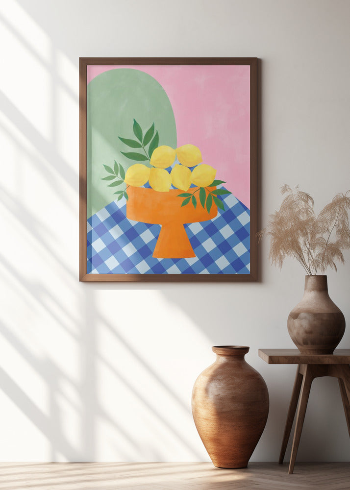 Yellow Lemons with Green Leaves
