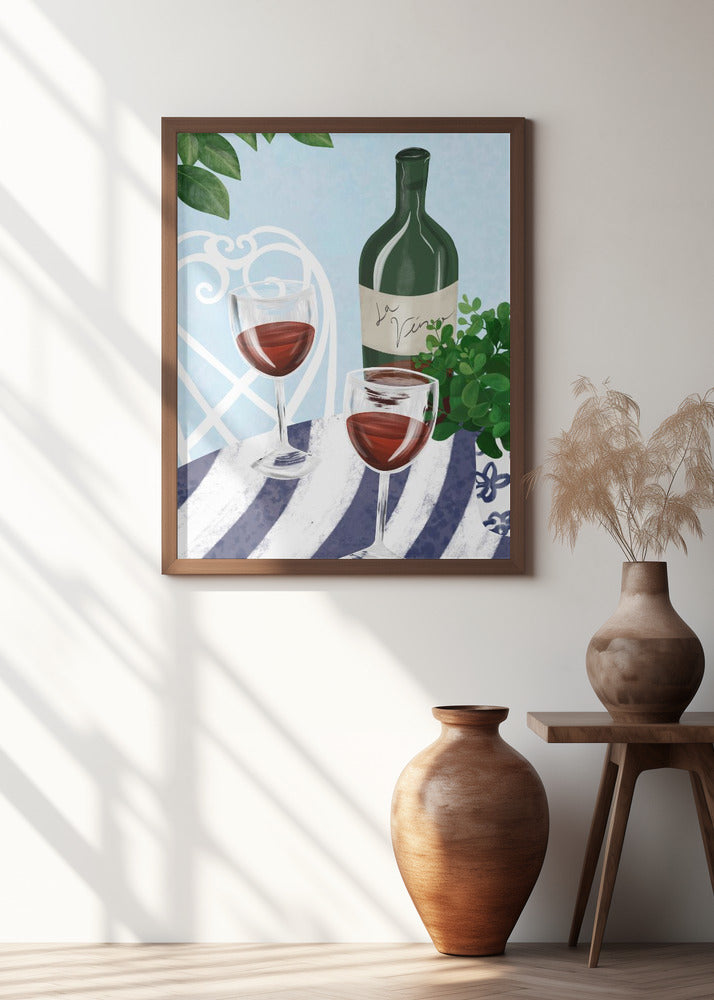 Red wine under the tree