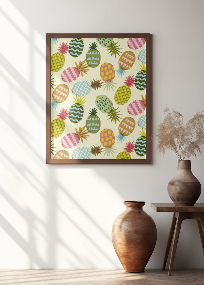 Seamless Pattern Of Colorful Pineapples