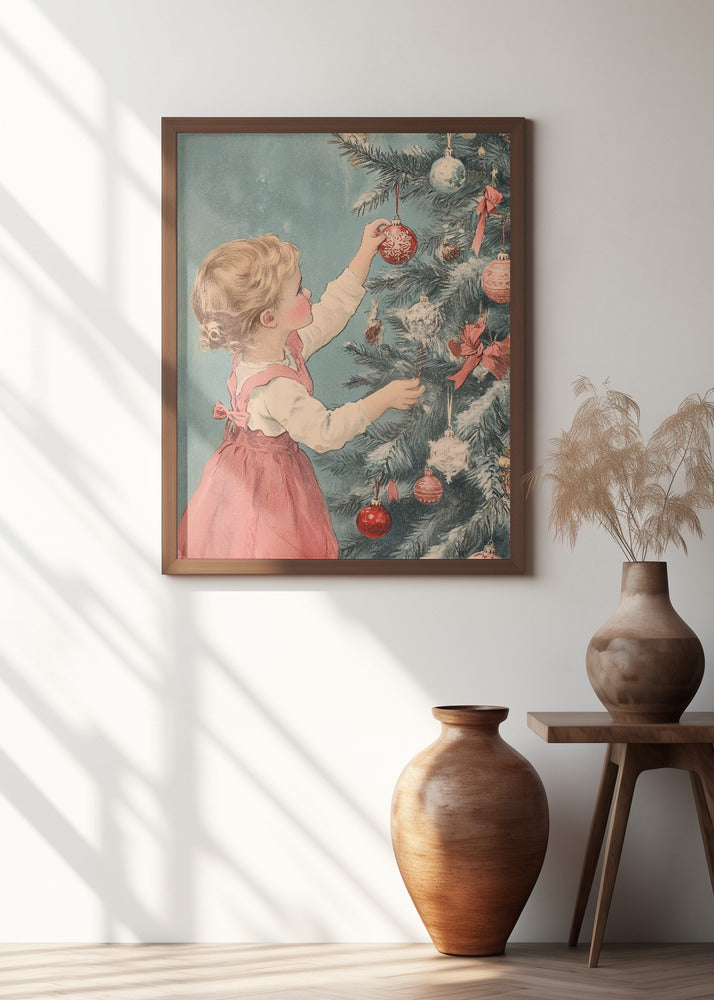Young Girl At Chritmas Tree 1950s Style
