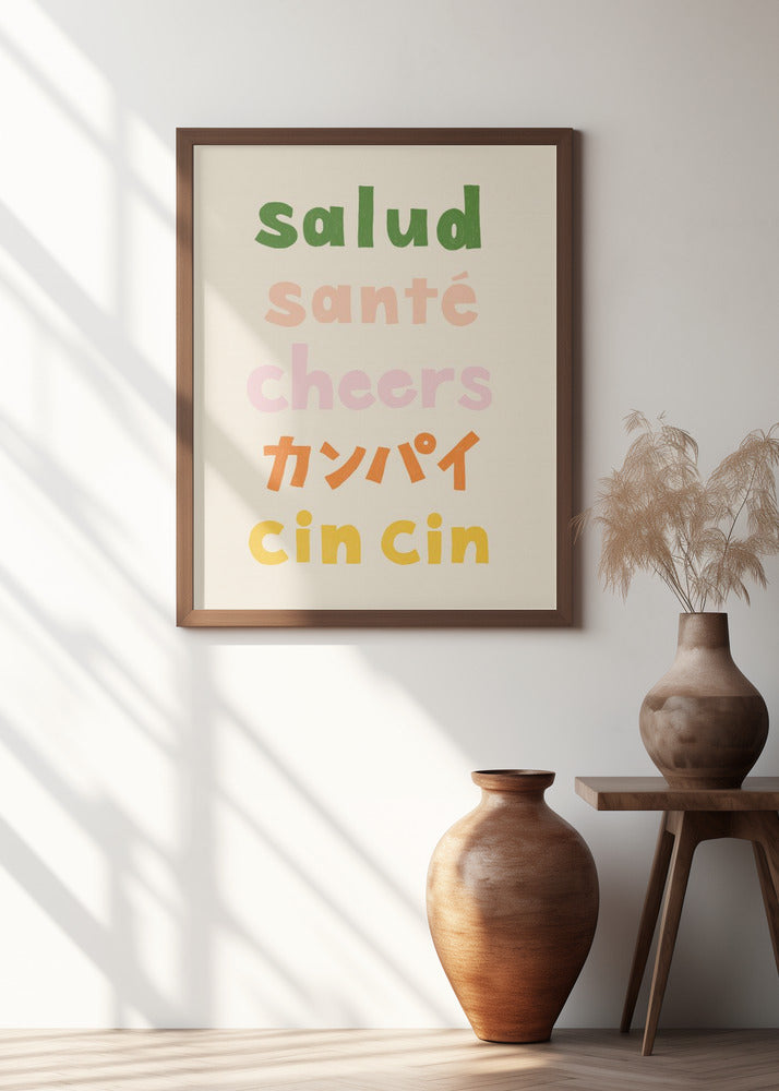Cheers Typography - Salud Santé Cheers Kanpai Cin cin