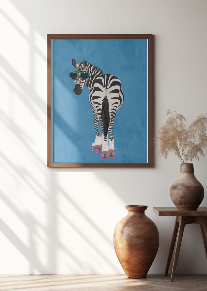 Rollerskating Zebra blue