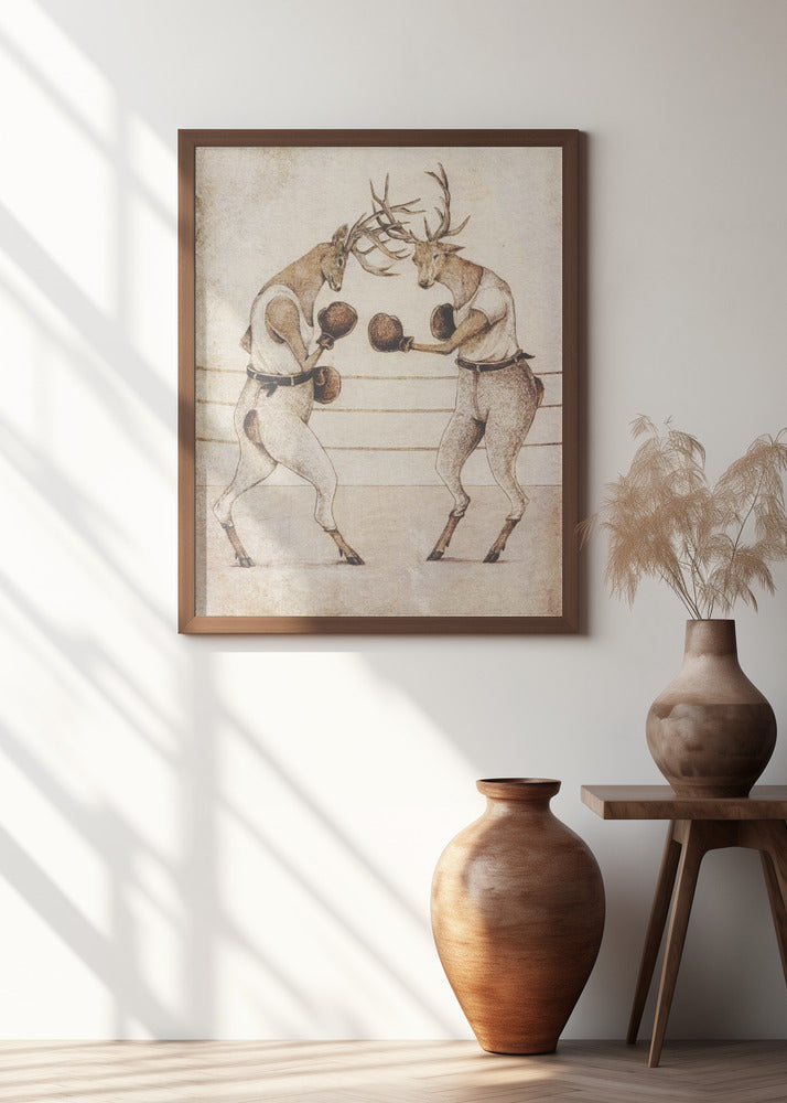Deer Fight Vintage Style