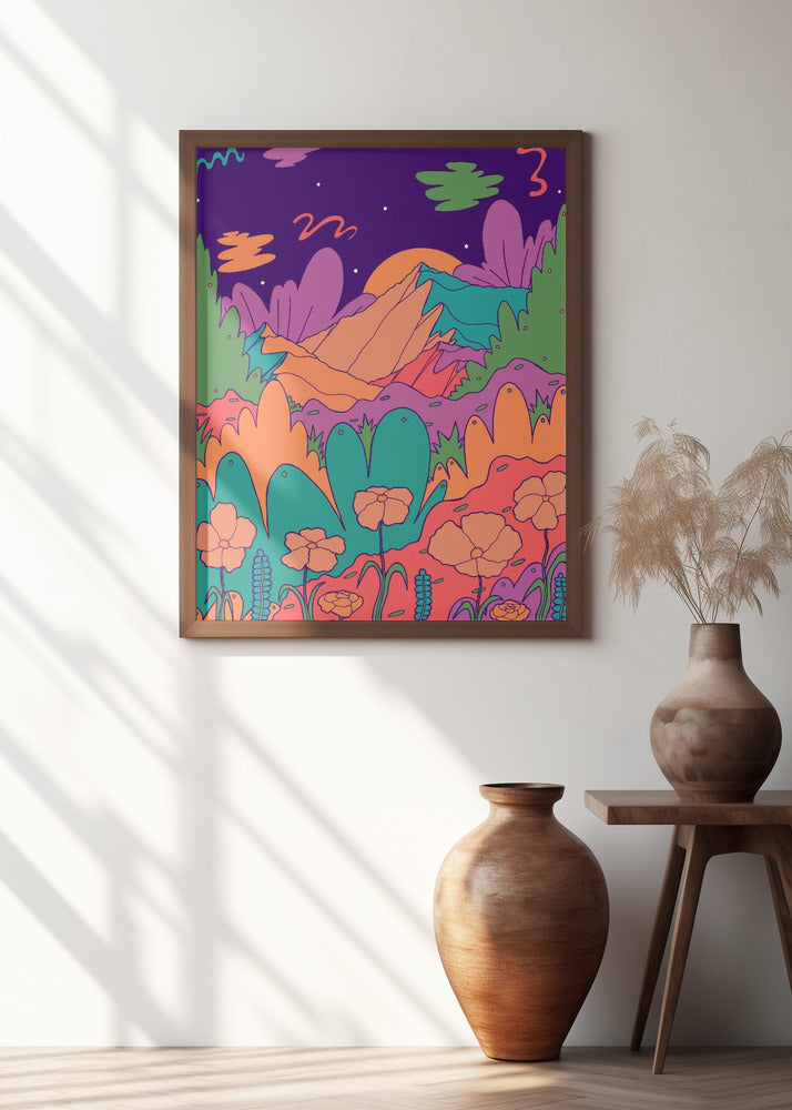 Colorful Mountains And Starlit Sky