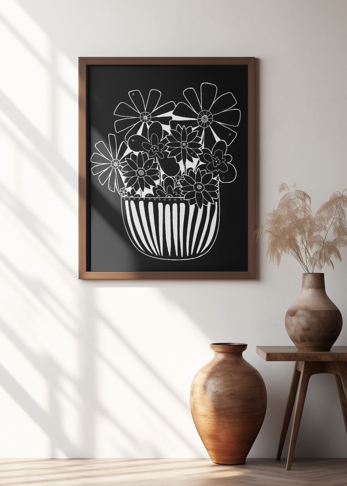 Graphic White Pot Plant