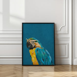 Canvas Art Print Vibrant macaw wearing glasses