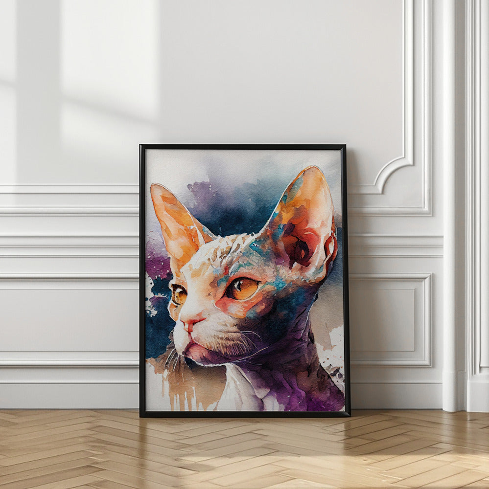 Art Prints of Cat watercolor painting animal