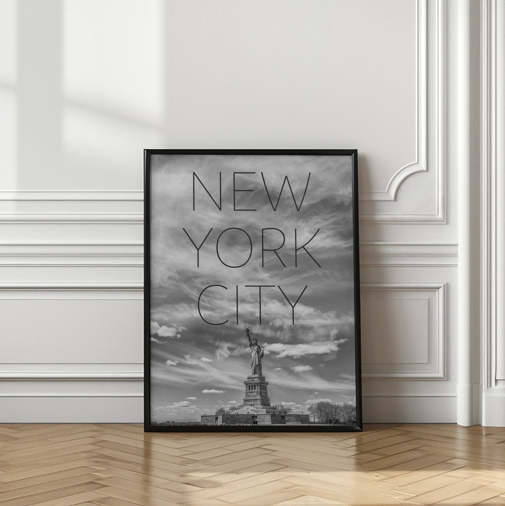Art Prints of NYC Statue of Liberty | Text & Skyline