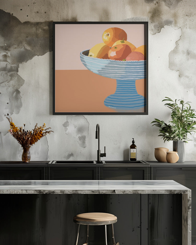 Blue fruit bowl