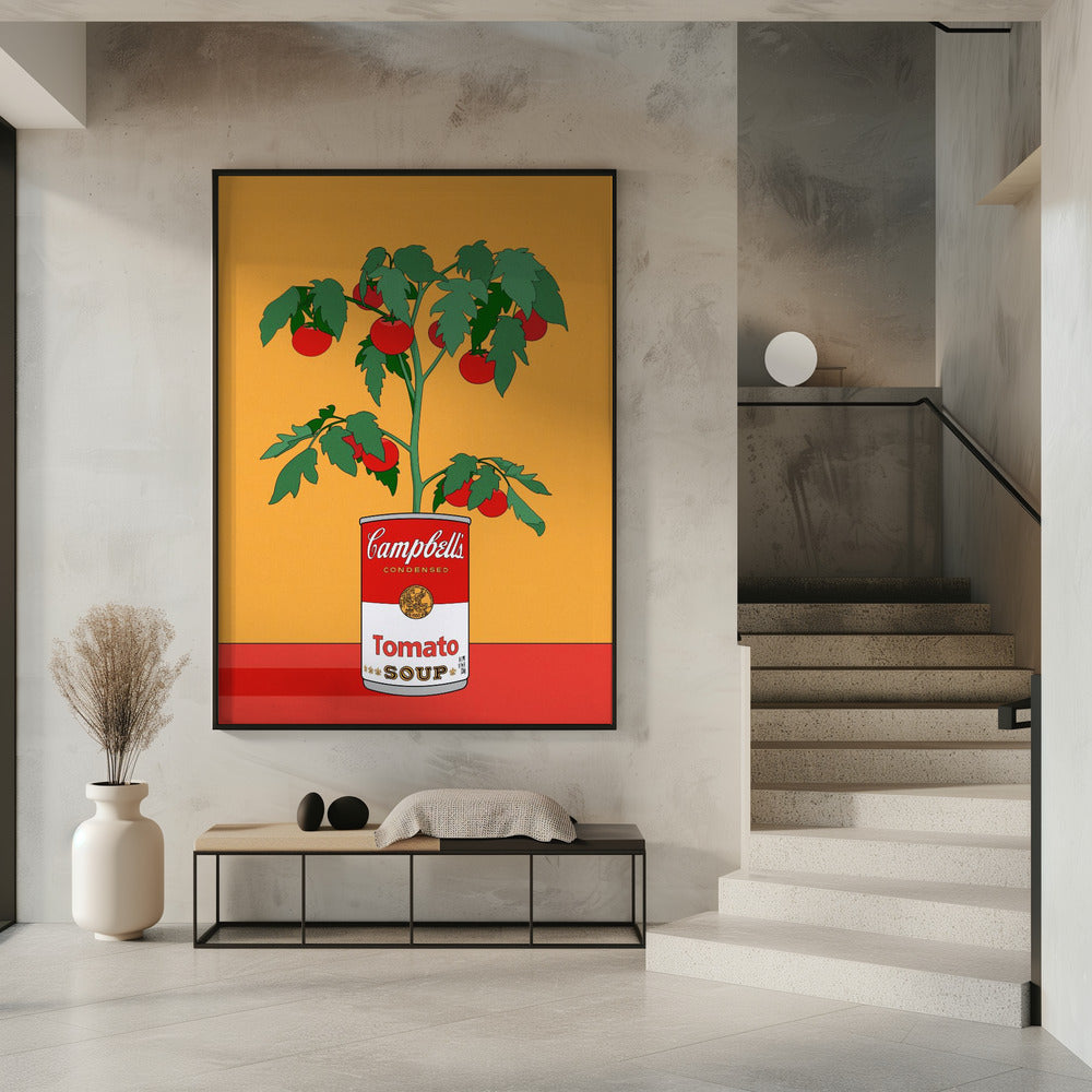 Art Prints of Campbells Soup Tomato Plant Retro Illustration
