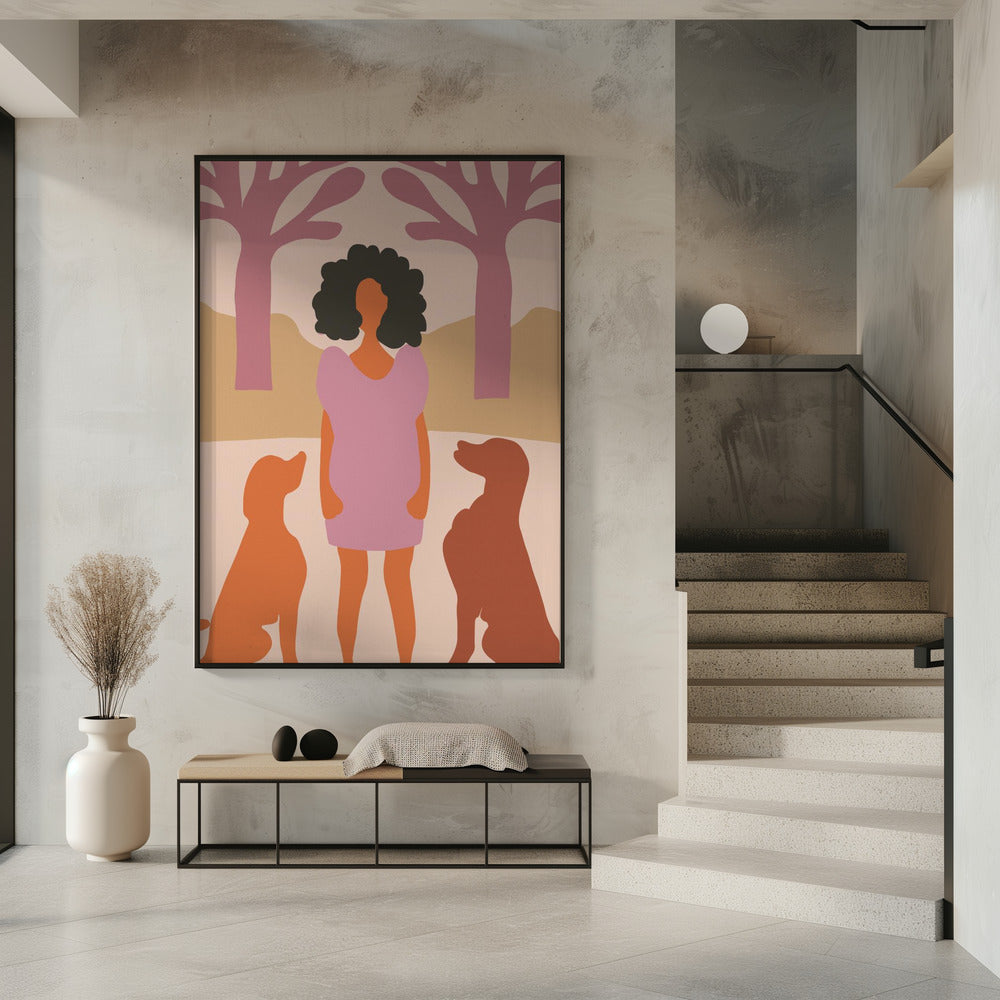 Art Prints of Lady in dog park
