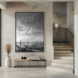 Art Prints of VENICE Gondolas & Santa Maria della Salute | Text & Skyline