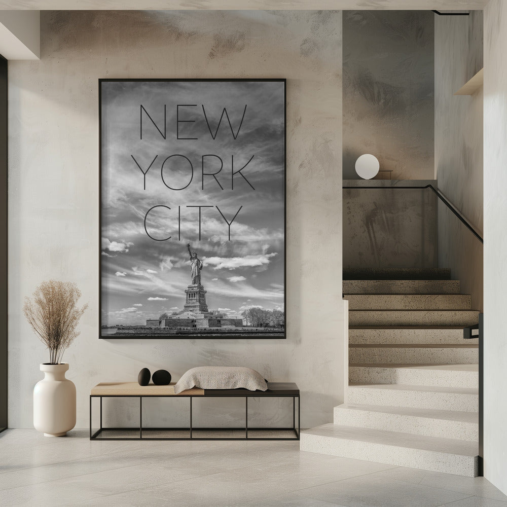 Art Prints of NYC Statue of Liberty | Text & Skyline