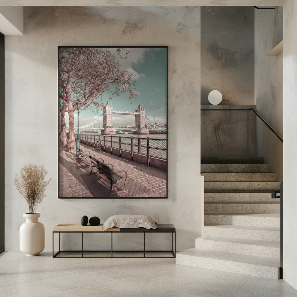 Art Prints of LONDON Thames Riverside & Tower Bridge | urban vintage style