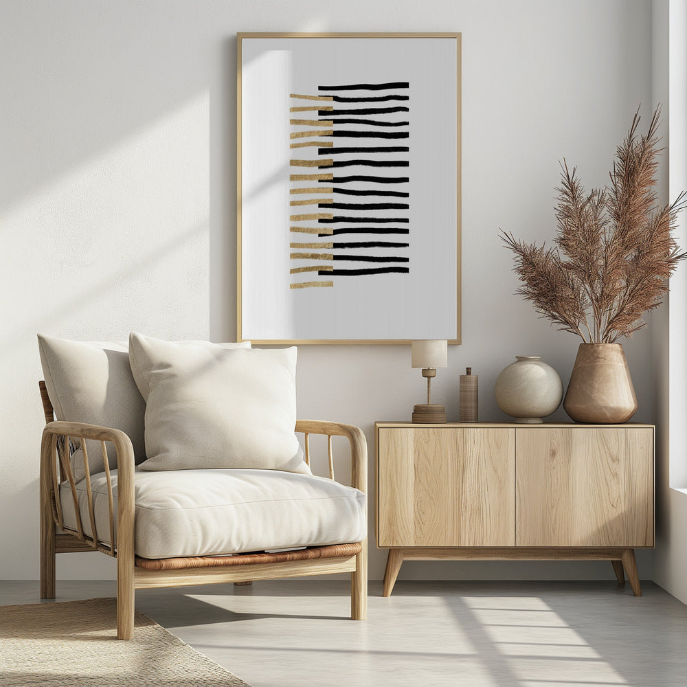 Art Prints of Gold on Black Lines
