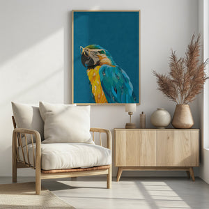 Canvas Art Print Vibrant macaw wearing glasses