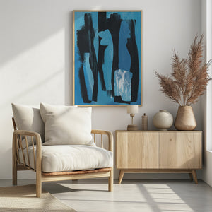 Art Prints of Stii life Vases silhouette in blue Art Print