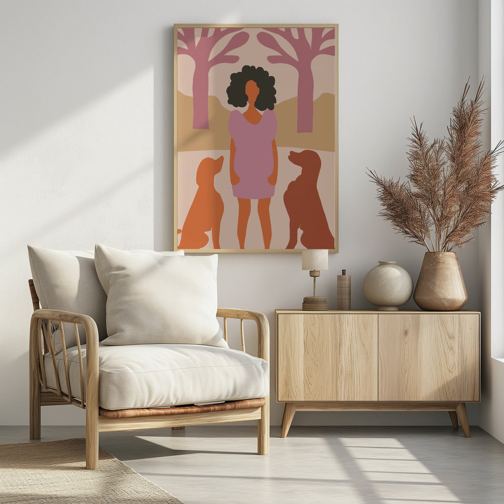 Art Prints of Lady in dog park