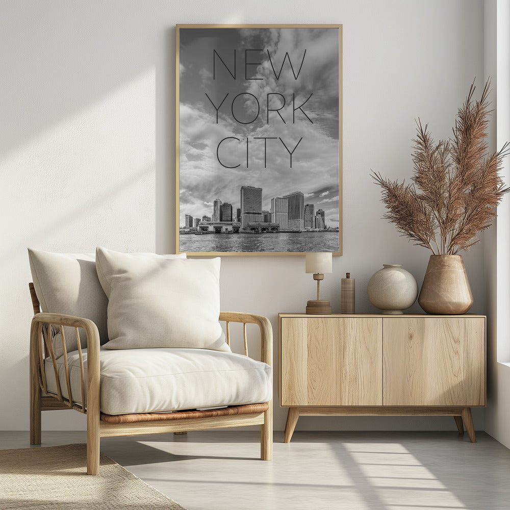 Art Prints of LOWER MANHATTAN and Whitehall Terminal | Text & Skyline