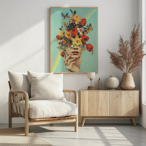 Art Prints of Baby's in bloom - Rainbow, flowers, birds & butterflies