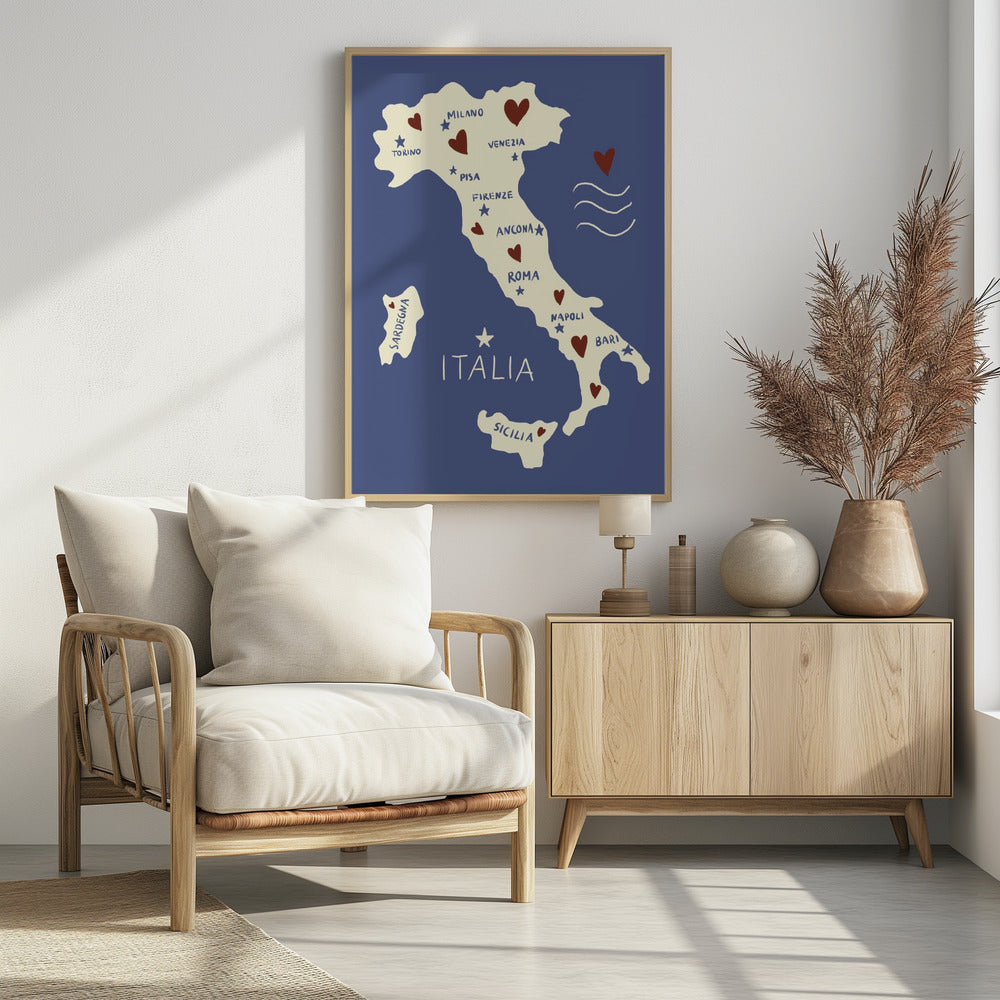 Art Prints of Italiy Map