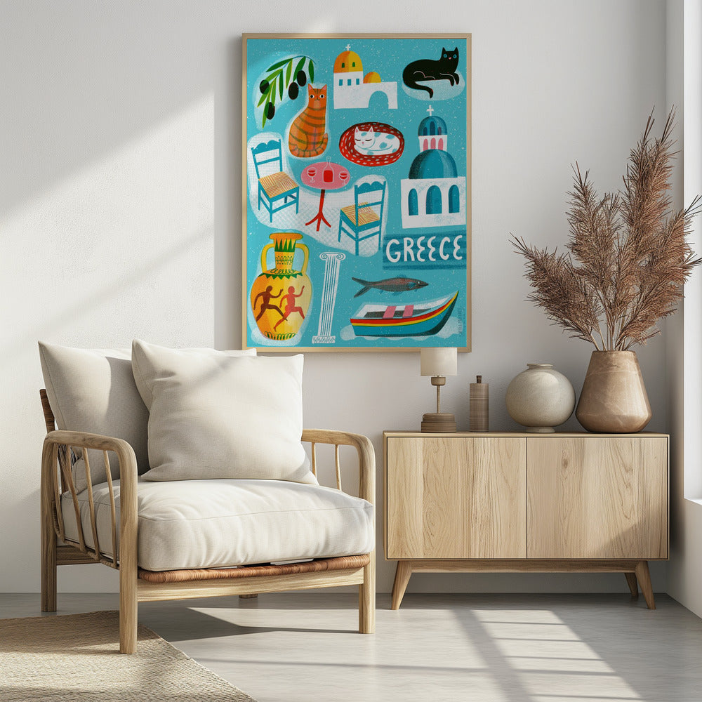 Screenprint Vintage Travel Greece