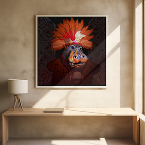 Canvas Art Print Hippo Borneo Ethnic