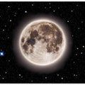 Glowing Emerald Moon With Starry Sky