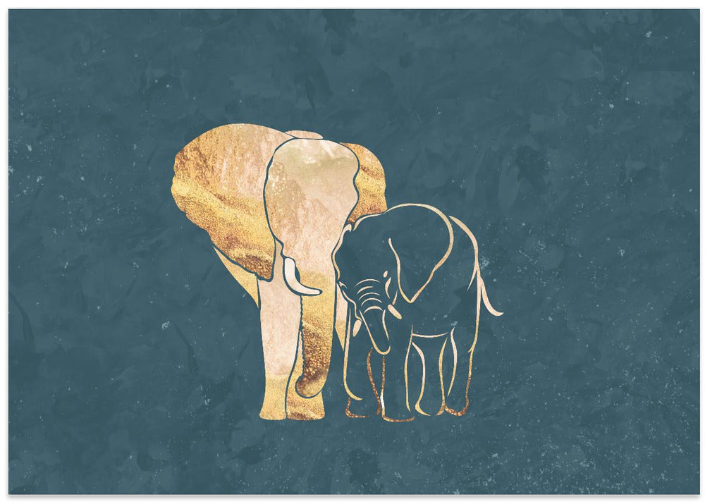 Gold Elephant Line art Silhouettes 2