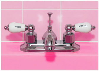 Art Prints of Retro Pink Sink Faucet