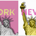 Art Prints of POP ART Statue of Liberty | pink & yellow