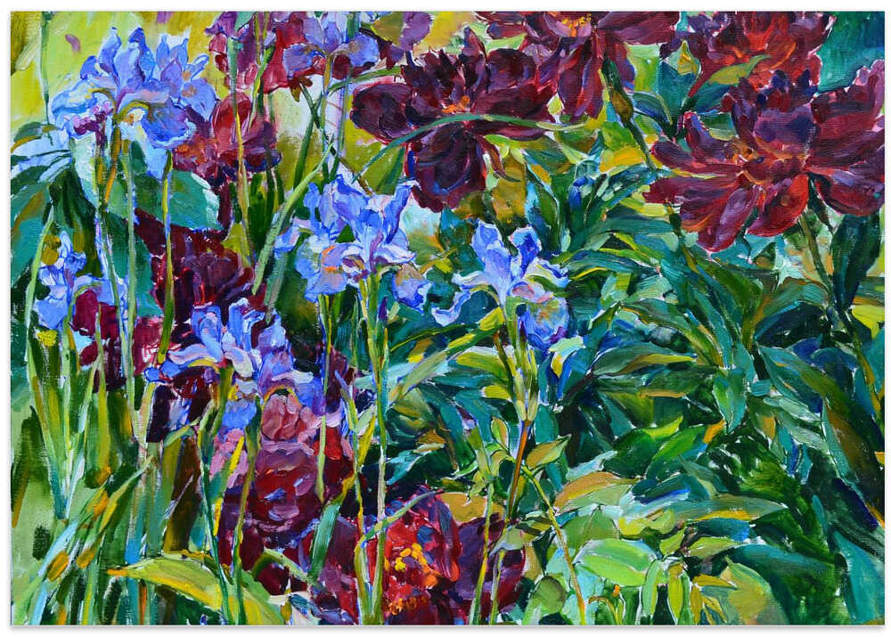 Irises and peonies