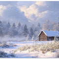 Cabin In Snowy Winter Landscape