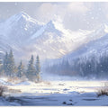 Winter Snowy Landscape Brush Strokes