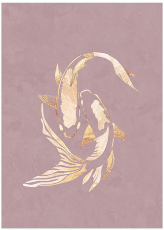 Canvas Art Print Pink gold koi fish 2