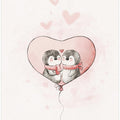 Canvas Art Print Penguin in love