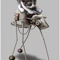 Canvas Art Print cat on robot