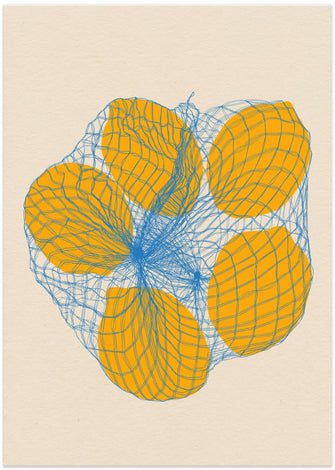 Art Prints of Five Lemons In a Net Bag