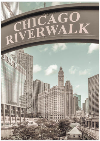 Art Prints of CHICAGO Riverwalk | urban vintage style