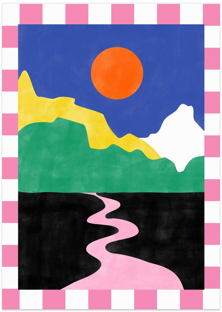Minimalist Landscape with Vibrant Colors
