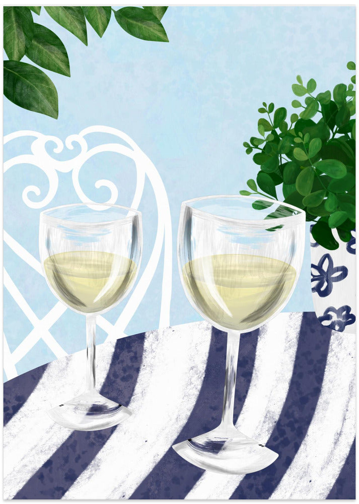 White wine under the tree