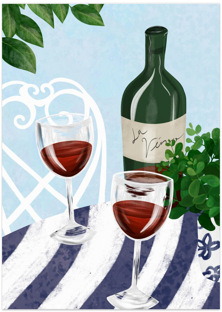 Red wine under the tree