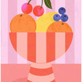 Fruit in Striped Bowl