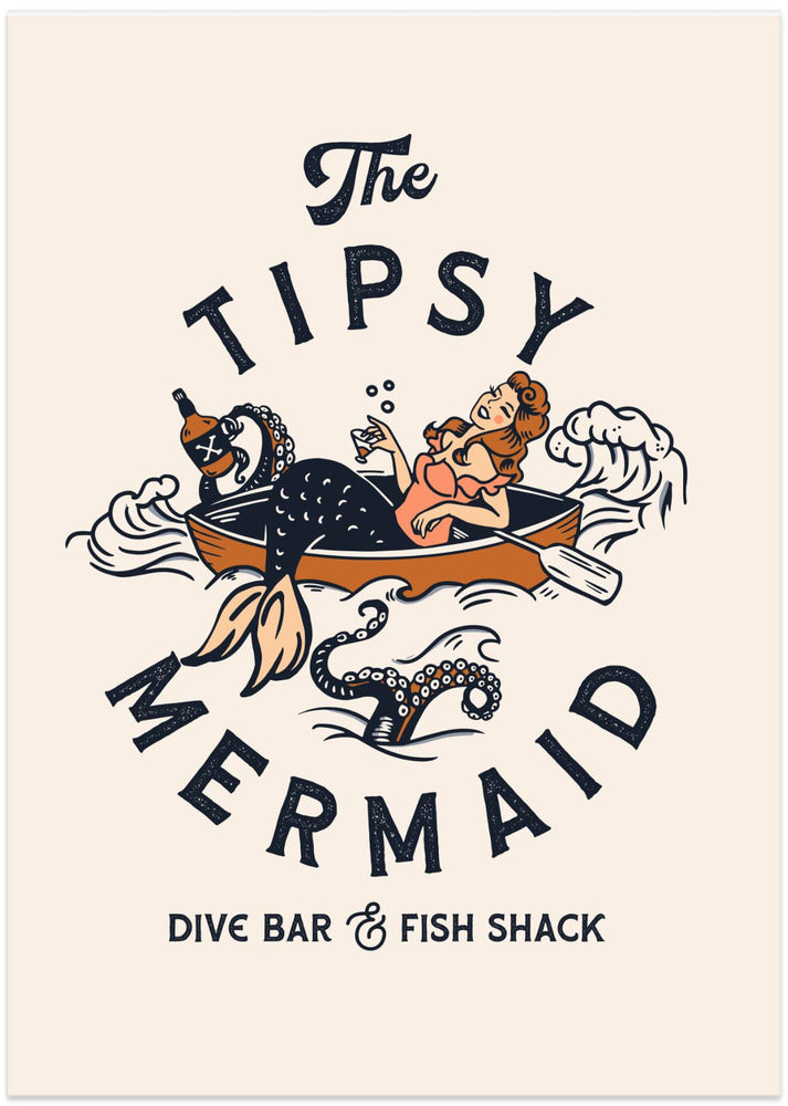 Tipsy Mermaid Dive Bar Mermaid Art