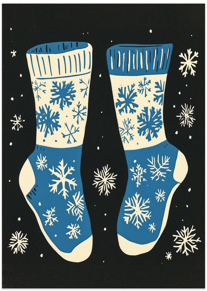 Vintage Socks Knittwear Blue On Black