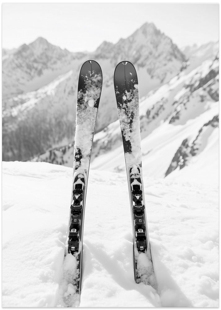 Ski Snow Alps Black and White